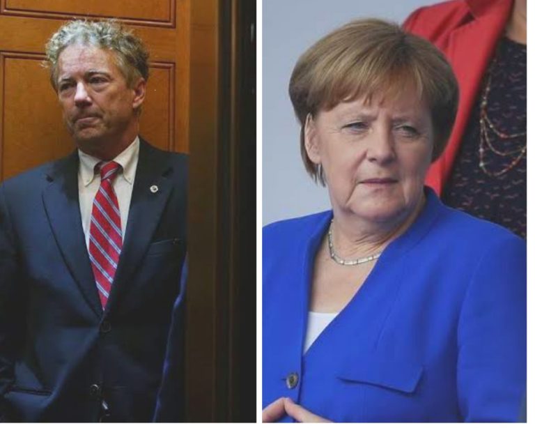 USA Senator Rand Paul and German Chancellor Angela Merkel. (File Photo)
