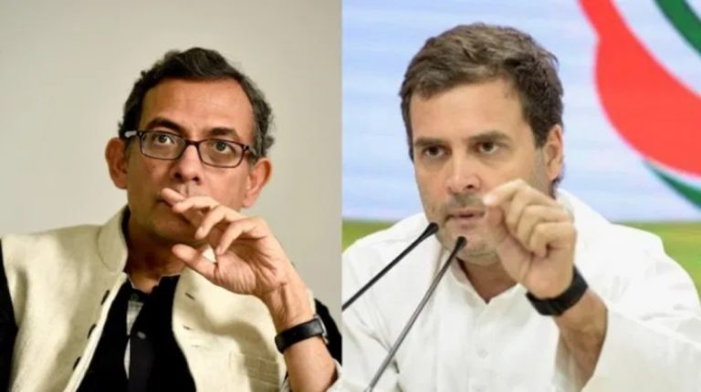 Rahul Gandhi and Abhijit Banerjee discussed the measures to revive economy (file photo, Courtesy: Sakshi Post)