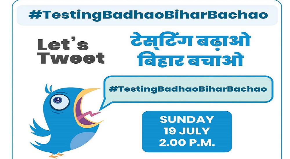 Increase Testing Save Bihar campaign was trending on Twitter on Sunday.
