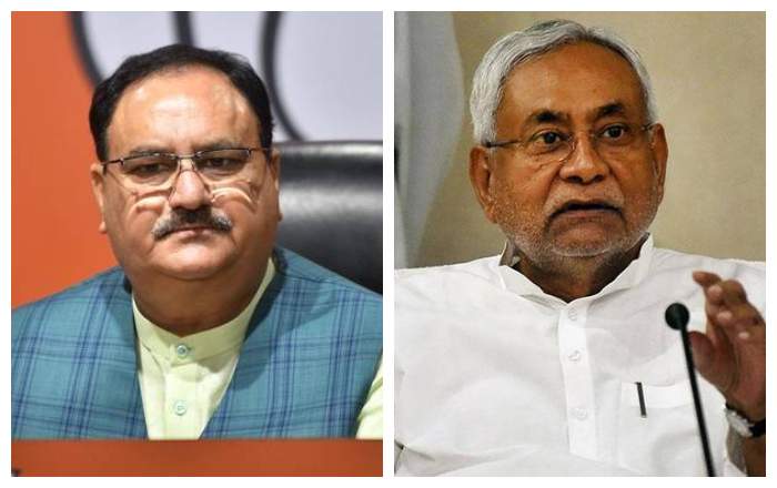 BJP president J P Nadda, who is on two day Bihar visit, met with Chief Minister Nitish Kumar at CM's residence on Saturday. (File photo, image courtesy: The Hindu)
