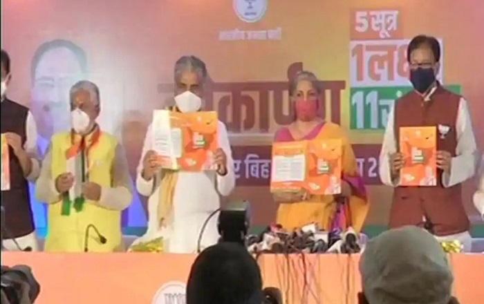 Vision Document of the BJP released by finance minister Nirmala Sitaraman.