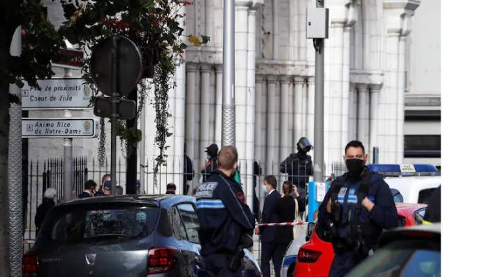 Security forces outside the Notre Dame church in Nice, France (File Photo, Image credit: India Today)