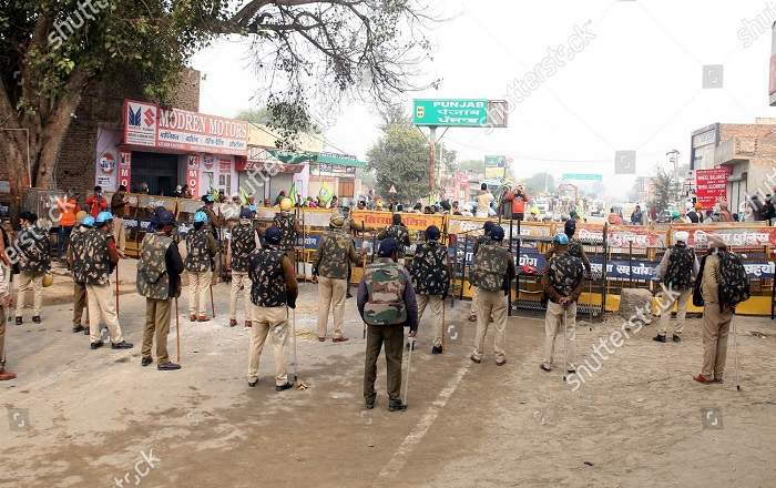 Police personnel manning barricades during Delhi Chalo Protest in Bhatinda (File Photo, Image credit: Shutterstock)