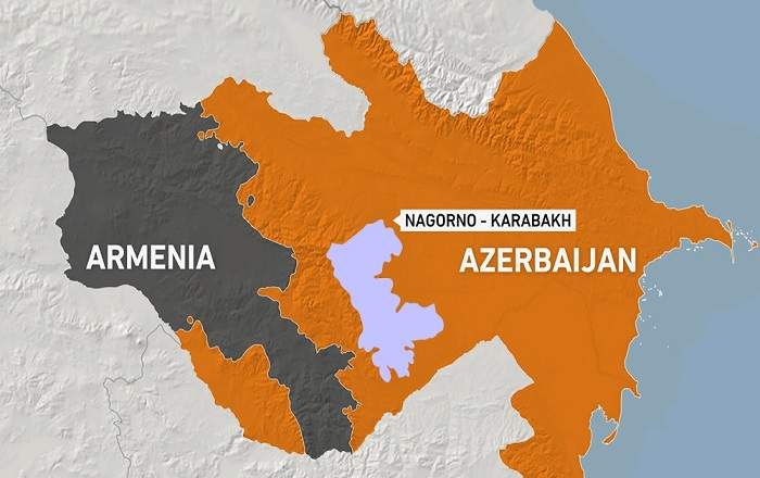 A map showing Nagorno-Karabakh, Armenia and Azerbaijan (Map credits: Aljazeera)