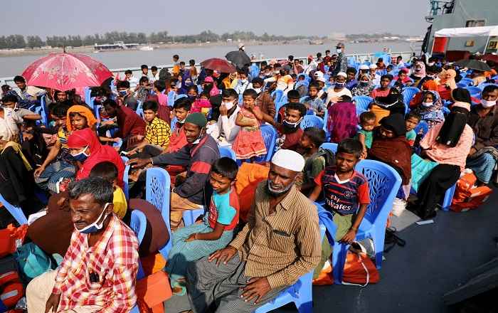 Rohingya refugees en route to the Bangladeshi island of Bhasan Char (File Photo, Image credit: The New York Times)