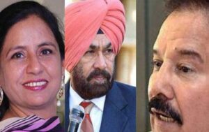 Hockey player Rajbir Kaur, basketball player Sajjan Singh Cheema and wrestler Kartar Singh (File Photo, Image credit: National Herald)