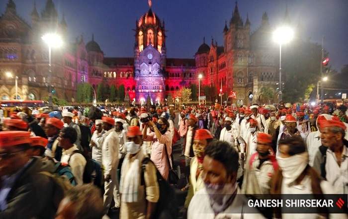 Farmers from different parts of Maharashtra converge to Mumbai's Azad Maidan (Image credit: The Indian Express)