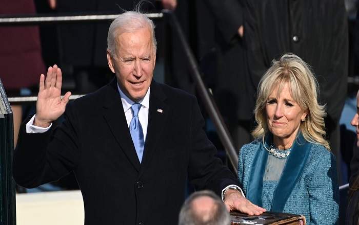 Joe Biden taking oath as the 46th President of the United States (Image credit: Scroll.in)