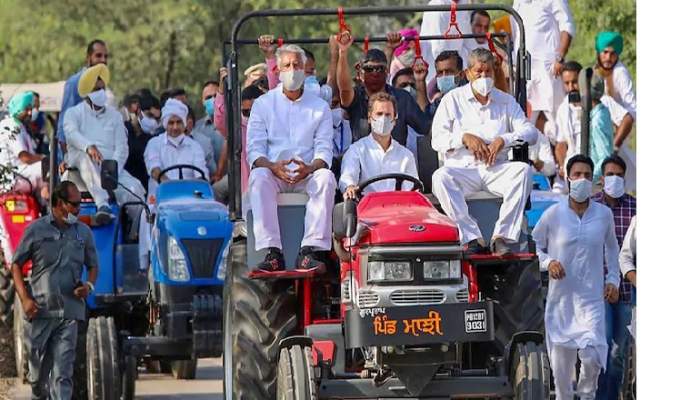 Congress leader Rahul Gandhi driving a tractor in solidarity with the farmers' agitation against the three farm laws (File Photo, Image credit: India Today)