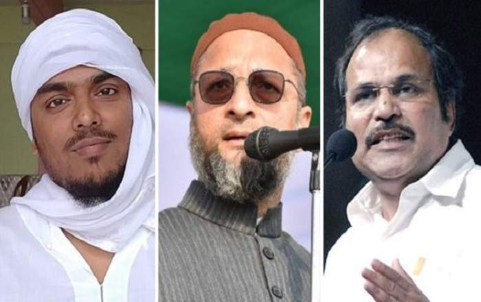 (From left to right) Abbas Siddiqui, Asaduddin Owaisi and Adhir Ranjan Chowdhury (File Photo, Image credit: ThePrint)