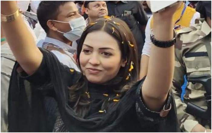 West Bengal unit secretary of the Bharatiya Janata Yuva Morcha Pamela Goswami (Image credit: The Statesman)