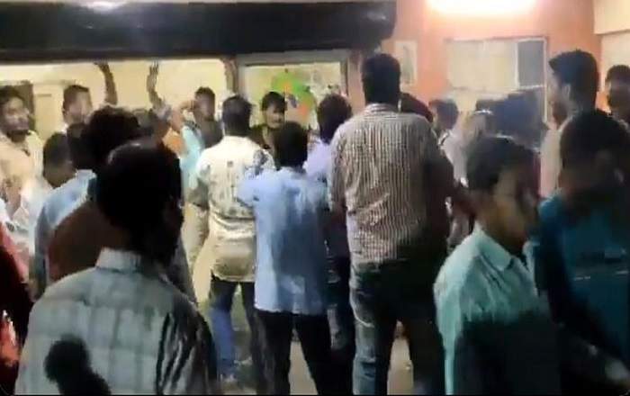 BJP workers ransacking a party office in West Bengal (Image credit: Scroll.in)