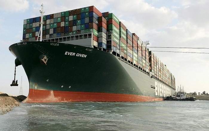 The container ship Ever Given which got stuck in the Suez Canal recently (Image credit: BBC)