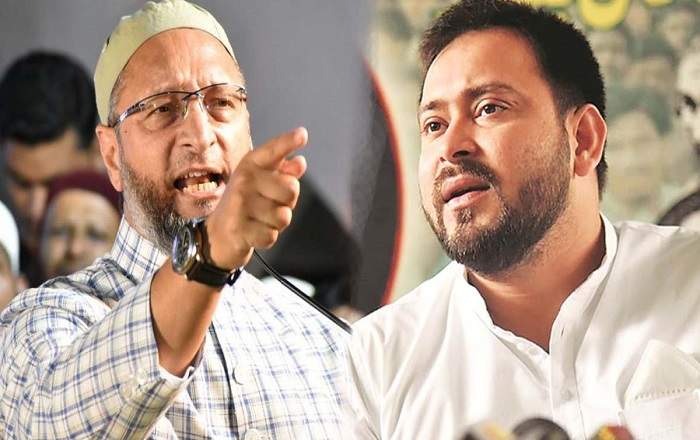 Asaduddin Owaisi and Tejashwi Prasad Yadav (R) (Image credit: Navabharat)