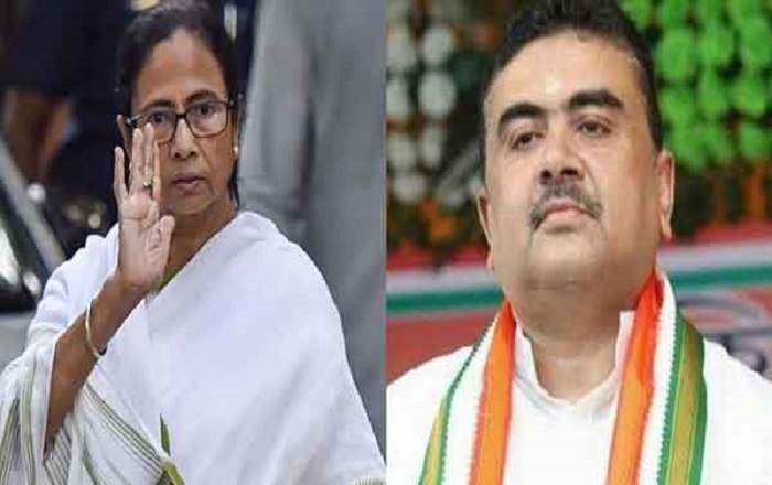 Mamata Banerjee and Suvendhu Adhikari (R) (Image credit: Oneindia)