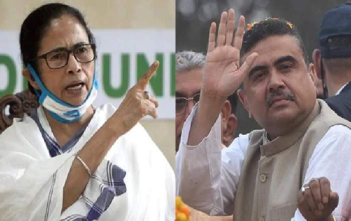 Mamata Banerjee and Suvendhu Adhikari (R) (Image credit: Hindustan Times)