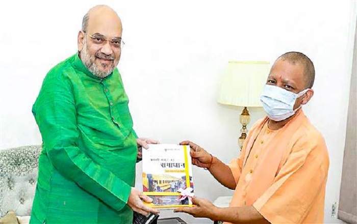Union home minister Amit Shah with UP chief minister Yogi Adityanath earlier on Thursday (Image credit: Tribune India)