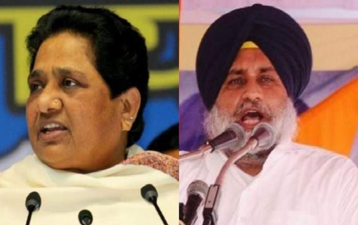 BSP chief Mayawati and SAD president Sukhbir Singh Badal (Image credit: ThePrint)