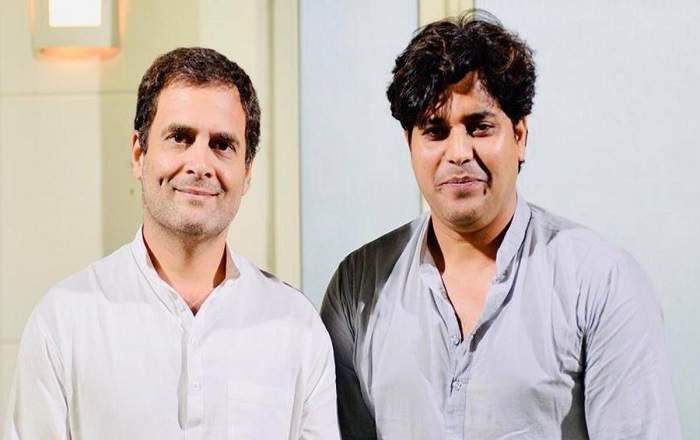 Imran Pratapgarhi (R) with Rahul Gandhi (Image credit: The Indian Express)