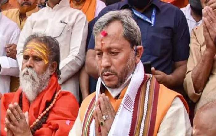 Outgoing Uttarakhand chief minister Tirath Singh Rawat (R) (Image credit: Hindustan Times)